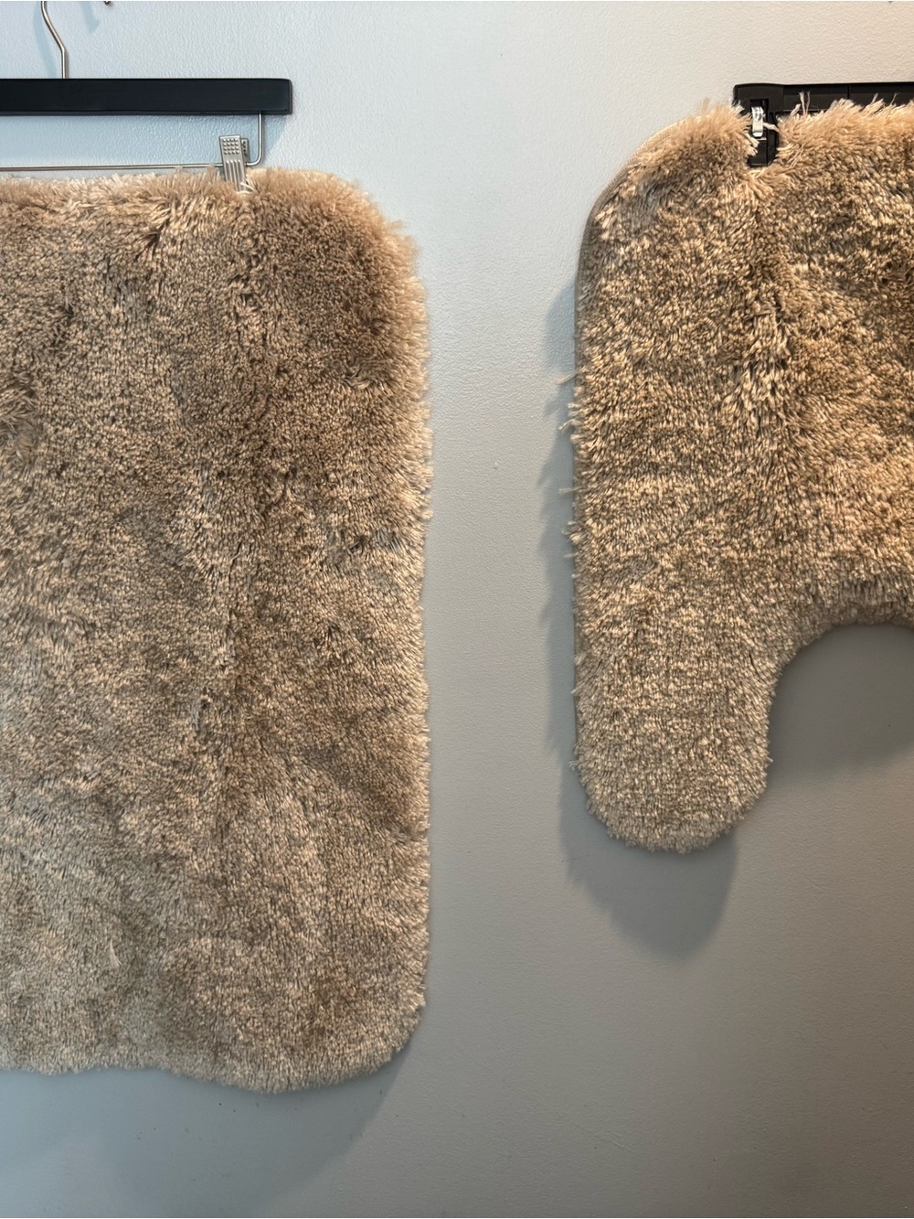 2pc Plush Tan Shag Door Mat Set - Soft Home Accent  Bathroom Floor